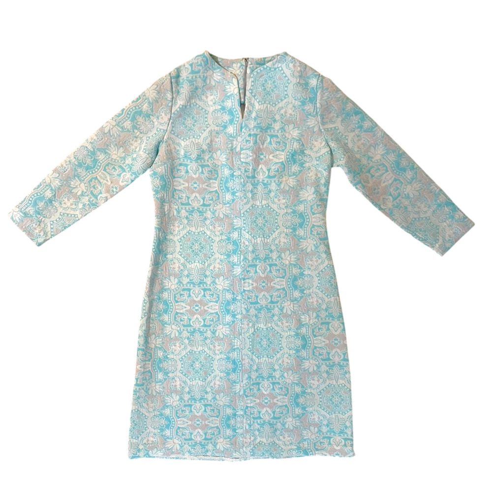 Vintage 60s Mod Dress Jackie O Palm Springs Bleeker Street Gogo Hippie MCM Blue